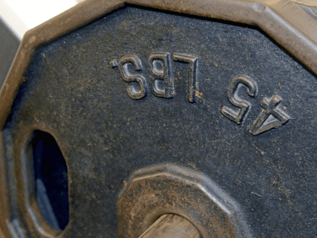 Closeup of 45-pound plate