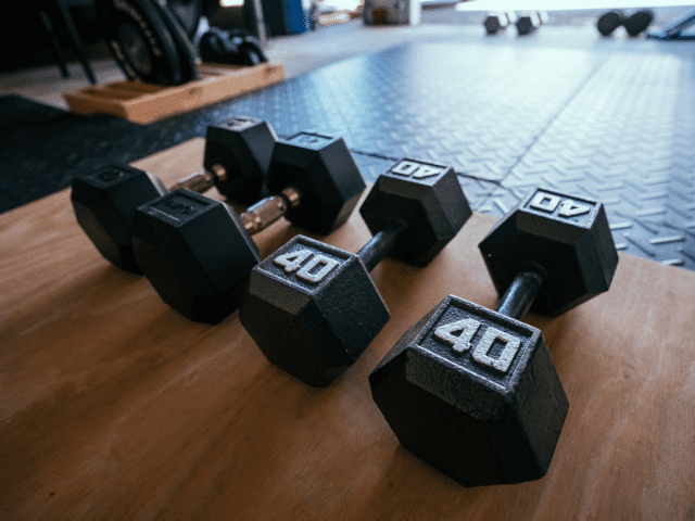 Rubber and Iron Dumbbells